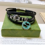 Gucci New Retro Tiger Head Double G Leather Hand Rope Bracelet