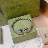 Gucci New Fashion Retro Double Snakehead Silver Bracelet
