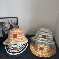 Dior New Fashion Color Blocked Woven Fisherman's Hat Versatile Sunshade Hat