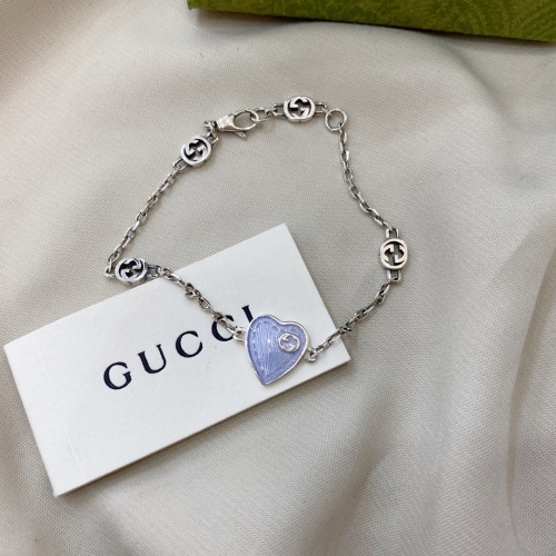 Gucci New Classic Interlocking Double G Enamel Light Blue Bracelet 17+2CM