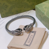 Gucci New Fashion Retro Double Snakehead Silver Bracelet