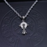 Chrome Hearts New Vintage Punk Horseshoe Cross Fried Dough Twists Necklace