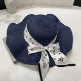 Chanel New Fashion Ruffle Silk Scarf Top Hat Pot Hat Straw Hat