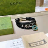 Gucci New Retro Tiger Head Double G Leather Hand Rope Bracelet