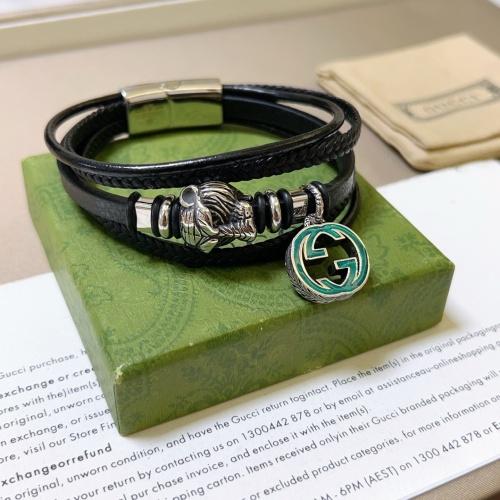 Gucci New Retro Tiger Head Double G Leather Hand Rope Bracelet