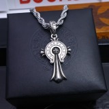 Chrome Hearts New Vintage Punk Horseshoe Cross Fried Dough Twists Necklace