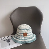 Dior New Fashion Color Blocked Woven Fisherman's Hat Versatile Sunshade Hat