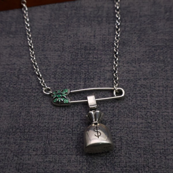 Chrome Hearts Retro Personalized Pin Money Bag Pendant Necklace