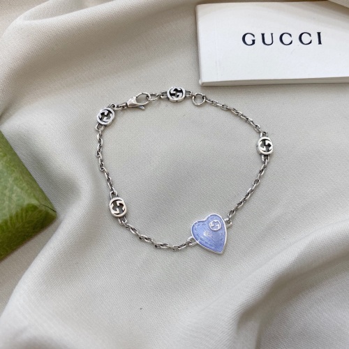 Gucci New Classic Interlocking Double G Enamel Light Blue Bracelet 17+2CM