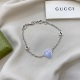 Gucci New Classic Interlocking Double G Enamel Light Blue Bracelet 17+2CM