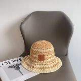 Dior New Fashion Color Blocked Woven Fisherman's Hat Versatile Sunshade Hat