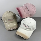 Balenciaga High Street Gradient Logo Printed Distressed Baseball Hat