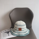 Dior New Fashion Color Blocked Woven Fisherman's Hat Versatile Sunshade Hat