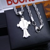 Chrome Hearts New Vintage Punk Horseshoe Cross Fried Dough Twists Necklace