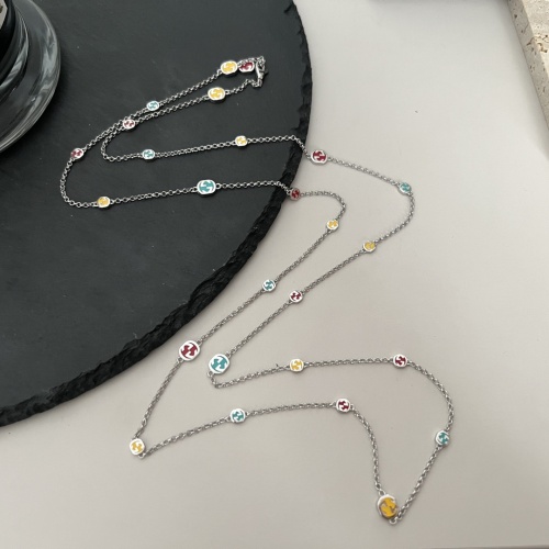 Gucci Fashion Interlocking Double G Colored Enamel Necklace 90 CM