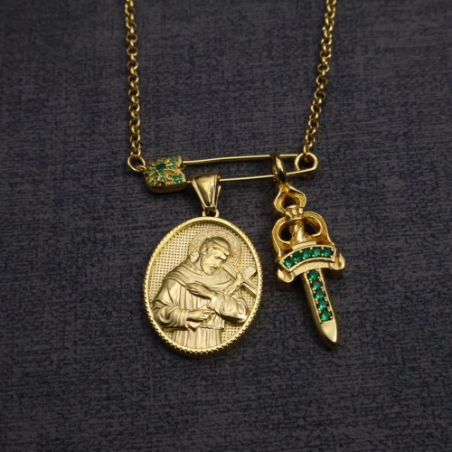 Chrome Hearts Retro Punk Pin Cross Pendant Necklace