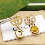 Gucci New Fashion Diamond studded Double G Yellow Gemstone Earrings