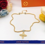 Louis Vuitton New Classic Fashion Fried Dough Twists Blue Diamond Necklace