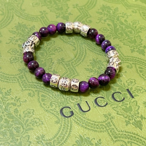 Gucci New Classic Retro Double G Natural Tiger Eye Stone Bracelet