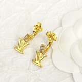 Louis Vuitton New Fashion Letter Crystal Small C-Ring Earrings