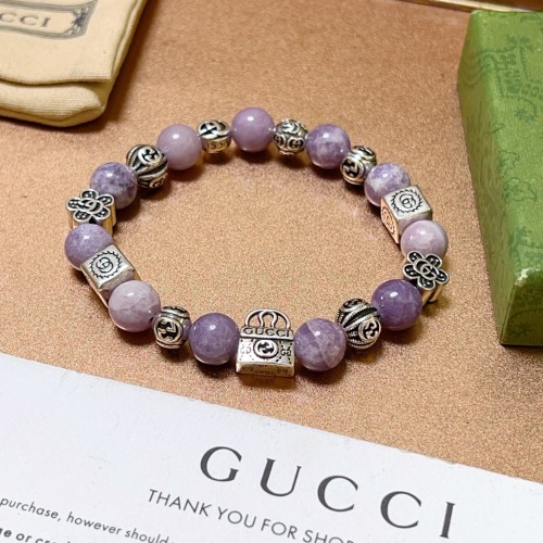 Gucci New Couple Fashion Retro Double G Purple Lithium Mica White Moonstone Bracelet