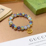 Gucci New Couple Fashion Double G Crystal Bracelet