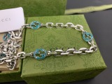 Gucci New Classic Green Enamel Interlocking Double G Necklace 60CM