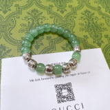 Gucci New Fashion Retro Double G Green Jade Bracelet