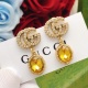 Gucci New Fashion Diamond studded Double G Yellow Gemstone Earrings