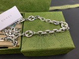 Gucci New Classic Green Enamel Interlocking Double G Necklace 60CM