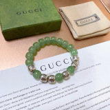 Gucci New Fashion Retro Double G Green Jade Bracelet