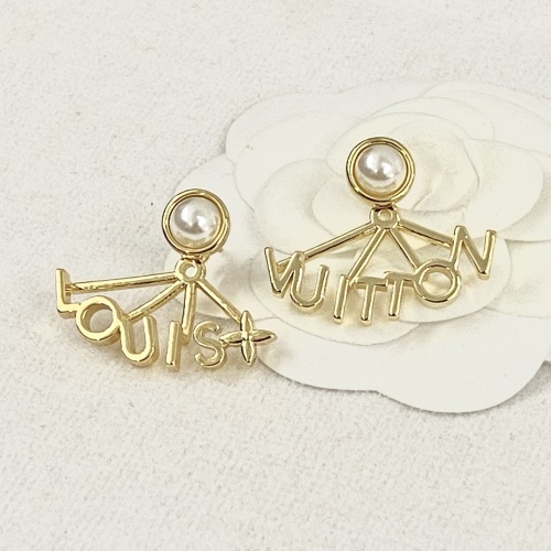 Louis Vuitton New Classic Fashion Asymmetric Letter Pearl Earrings