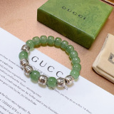 Gucci New Fashion Retro Double G Green Jade Bracelet