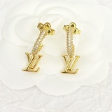 Louis Vuitton New Fashion Letter Crystal Small C-Ring Earrings