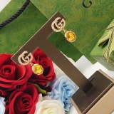Gucci New Fashion Diamond studded Double G Yellow Gemstone Earrings