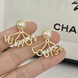 Louis Vuitton New Classic Fashion Asymmetric Letter Pearl Earrings