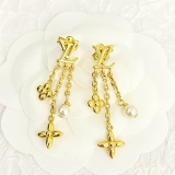 Louis Vuitton New Fashion Letter Pearl Tassel Earrings