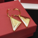 Prada New Fashion Versatile Triangle Logo Earrings