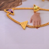 Prada New Fashion Versatile Crystal Triangle Bracelet