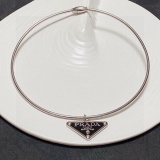 Prada New Fashion Versatile Triangle Pendant Necklace Collar