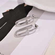 Prada New Fashion Versatile Personalized Triangle Logo Earstuds Prada New Fashion Versatile Personalized Triangle Logo Earstuds