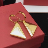 Prada New Fashion Versatile Triangle Logo Earrings
