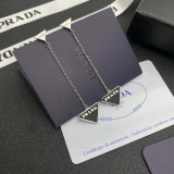 Prada New Fashion Tassel Chain Triangle Logo Earstuds