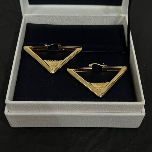 Prada New Fashion Versatile Triangle Logo Earrings