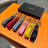 Prada New Fashion Triangle Keychain Leather Keyring
