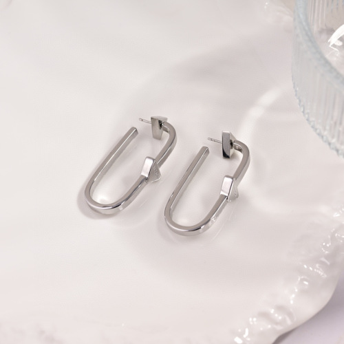 Prada New Fashion Versatile Personalized Triangle Logo Earstuds