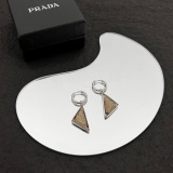 Prada New Fashion Versatile Triangle Logo Earrings