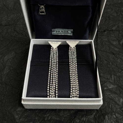 Prada New Fashion Versatile Tassel Chain Triangle Earrings