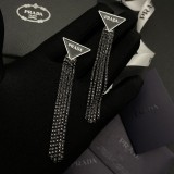 Prada New Fashion Versatile Tassel Chain Triangle Earrings