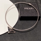 Prada New Fashion Versatile Triangle Pendant Necklace Collar